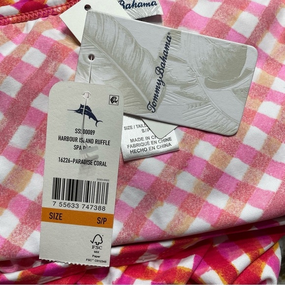 NWT Tommy Bahama HARBOUR ISLAND OFF THE SHOULDER RUFFLE SPA DRESS PARADISE CORAL - Picture 5 of 9